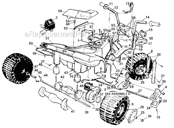 Page A Diagram and Parts List for 76112-84510  Power Wheels Ride-On ATVs
